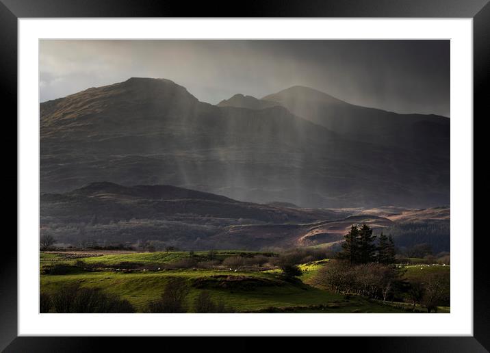 Rain shower over the Moelwyn range Framed Mounted Print by Rory Trappe