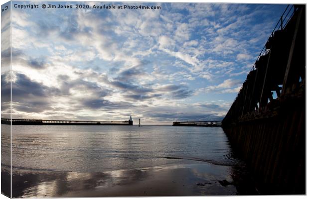 Calm morning at the mouth of the River Blyth Canvas Print by Jim Jones