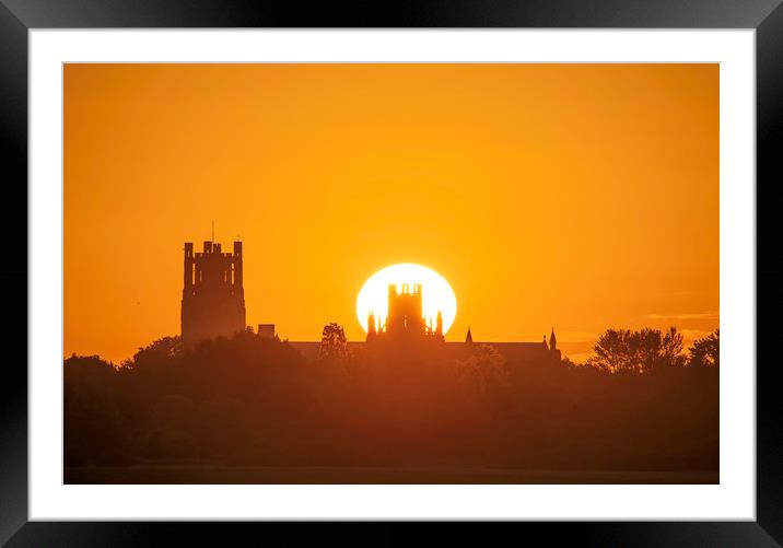 Summer solstice, 21st June 2019, over Ely Cathedra Framed Mounted Print by Andrew Sharpe