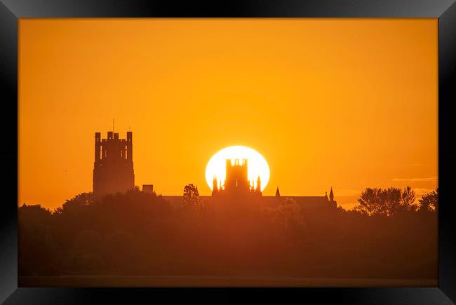 Summer solstice, 21st June 2019, over Ely Cathedra Framed Print by Andrew Sharpe