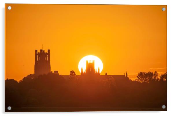 Summer solstice, 21st June 2019, over Ely Cathedra Acrylic by Andrew Sharpe