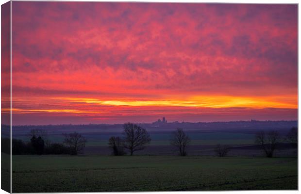 Dawn over Ely, 29th December 2019  Canvas Print by Andrew Sharpe