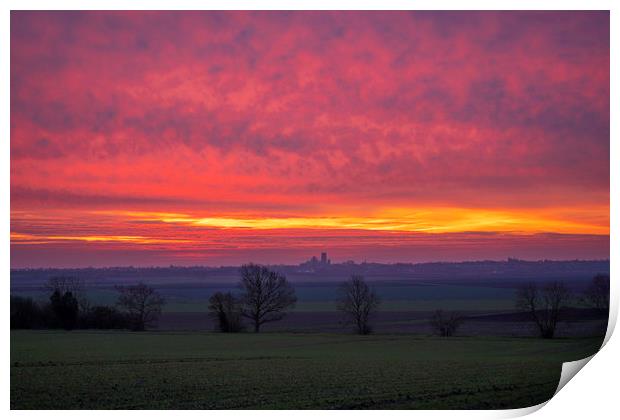 Dawn over Ely, 29th December 2019  Print by Andrew Sharpe