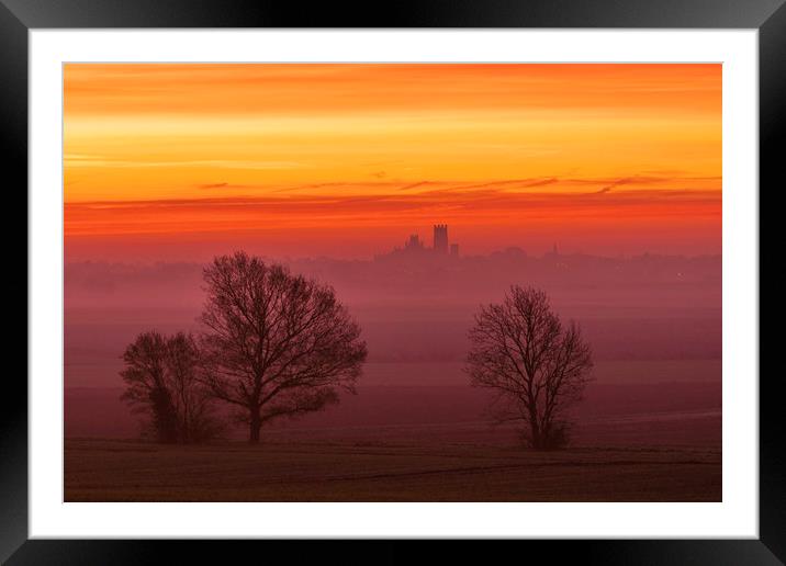 Dawn over Ely, 5th December 2019 Framed Mounted Print by Andrew Sharpe