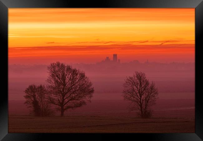 Dawn over Ely, 5th December 2019 Framed Print by Andrew Sharpe