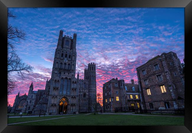 Dawn behind Ely Cathedral, 20th January 2020 Framed Print by Andrew Sharpe