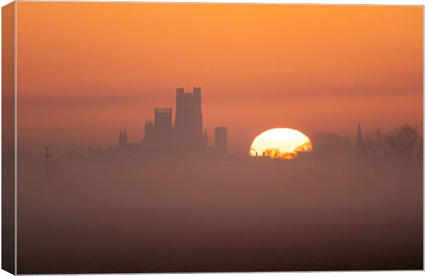 Dawn behind Ely Cathedral, 6th February 2020 Canvas Print by Andrew Sharpe