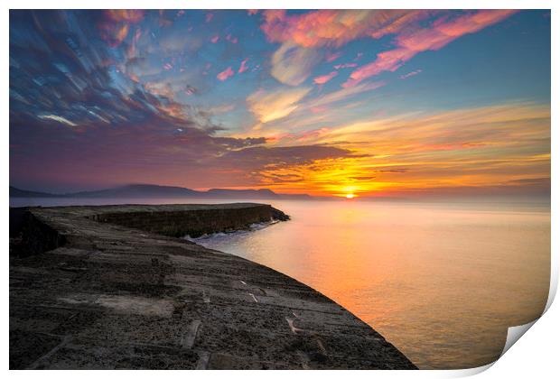The Cobb, Lyme Regis, at dawn Print by Andrew Sharpe