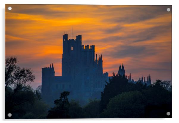 Ely Cathedral, at sunset Acrylic by Andrew Sharpe