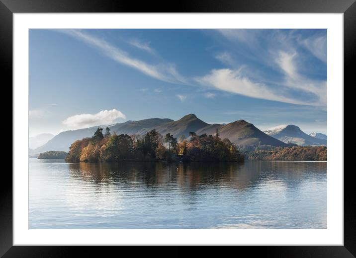 Derwent Island, with Catbells behind. Framed Mounted Print by Andrew Sharpe