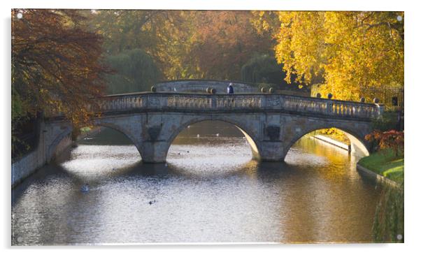 The Timeless Elegance of Clare College Bridge Acrylic by Andrew Sharpe