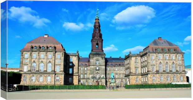 Christiansborg Palace is located on Slotsholmen in Canvas Print by M. J. Photography