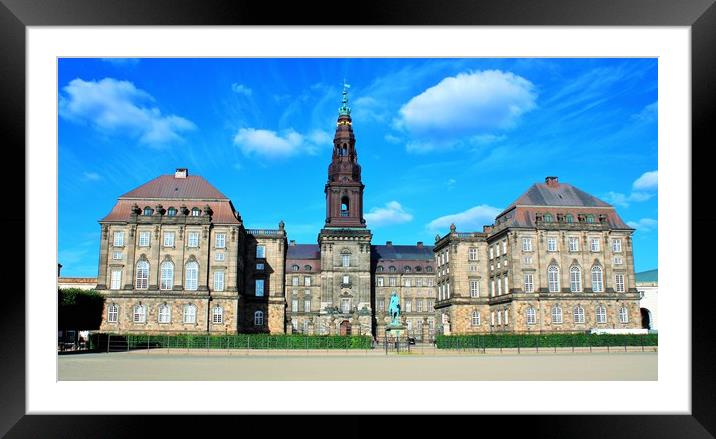 Christiansborg Palace is located on Slotsholmen in Framed Mounted Print by M. J. Photography