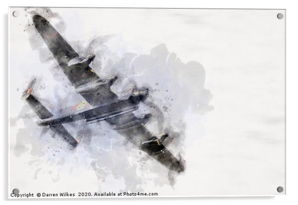 Avro Lancaster Bomber Watercolour Acrylic by Darren Wilkes