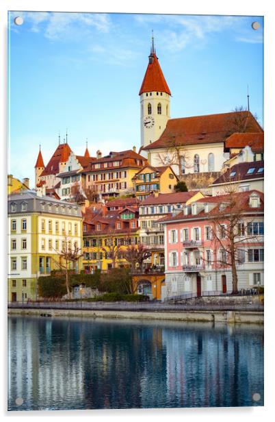 Town Thun in Switzerland Acrylic by Svetlana Sewell