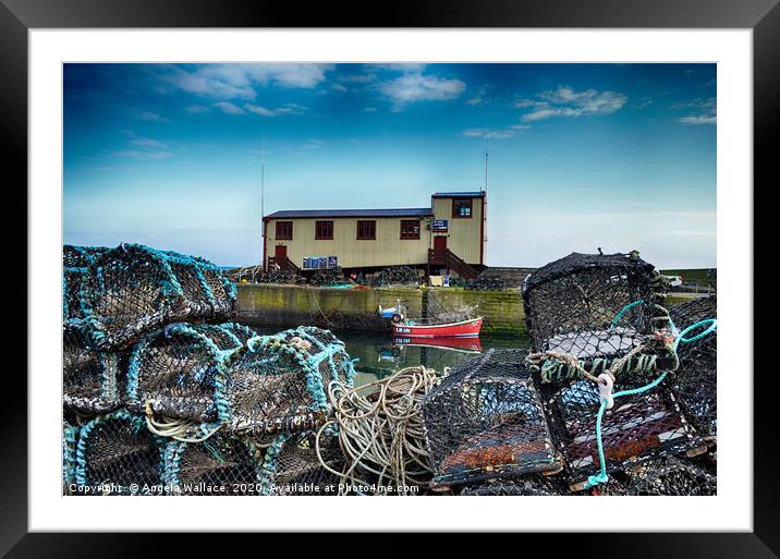 St Abbs Life boat Station with Lobster Pots Framed Mounted Print by Angela Wallace