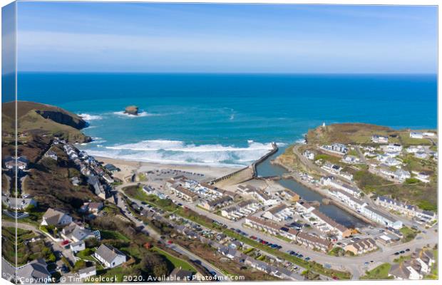Aerial Photograph of Portreath, Cornwall, England Canvas Print by Tim Woolcock