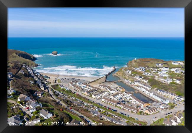 Aerial Photograph of Portreath, Cornwall, England Framed Print by Tim Woolcock