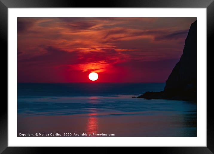 Amazing sunset on the sea coast. Framed Mounted Print by Mariya Obidina