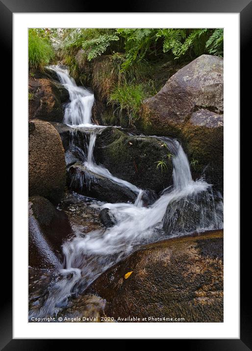 Little waterfall by Gralheira river in Carvalhais Framed Mounted Print by Angelo DeVal