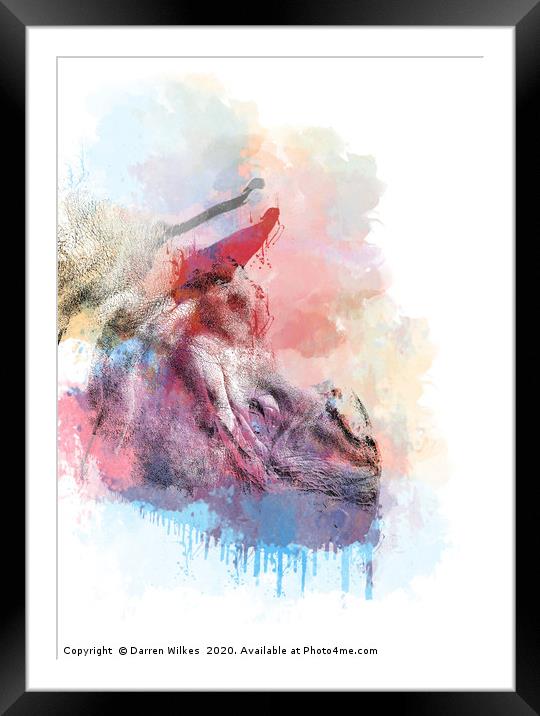 Greater One Horned Rhino Digital Art Framed Mounted Print by Darren Wilkes