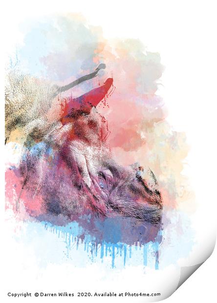 Greater One Horned Rhino Digital Art Print by Darren Wilkes