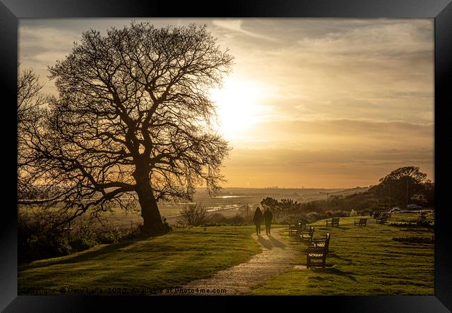 Sunset Walk with glorious views Framed Print by Gary Lane