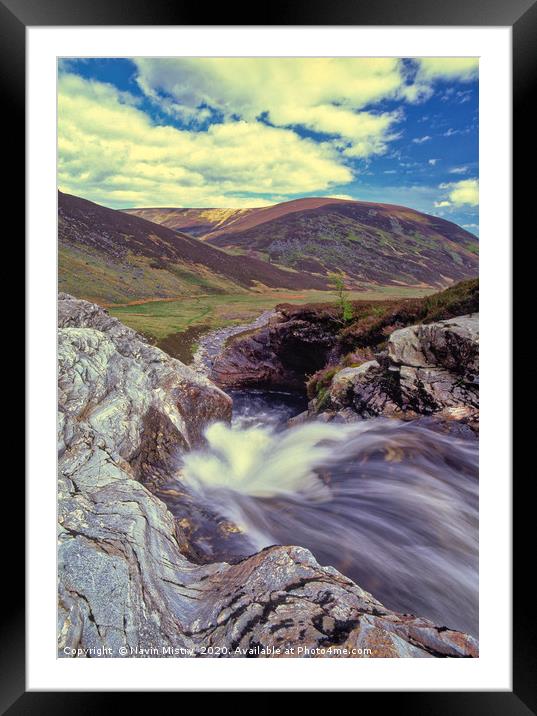 Falls of Unich, Glen Esk  Framed Mounted Print by Navin Mistry