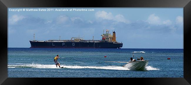 Huge Tanker & Water Skier Framed Print by Matthew Bates