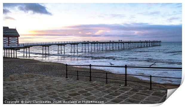 Sunset at Saltburn Print by Gary Clarricoates