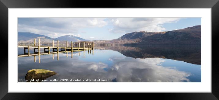 Derwent Water jetty panorama Framed Mounted Print by Jason Wells