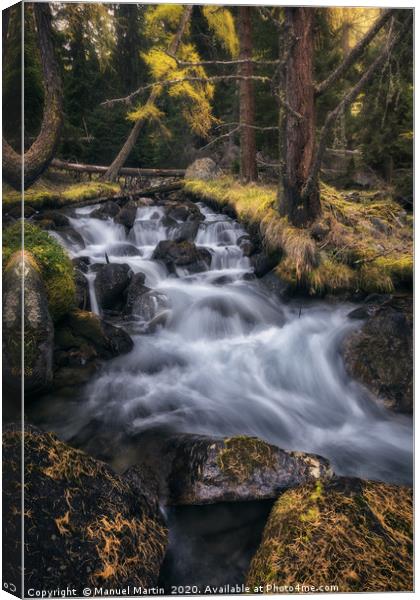 Waterfall in Autumn Canvas Print by Manuel Martin