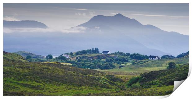 Houses on Sleat, Isle of Skye, Scotland Print by Andrew Sharpe
