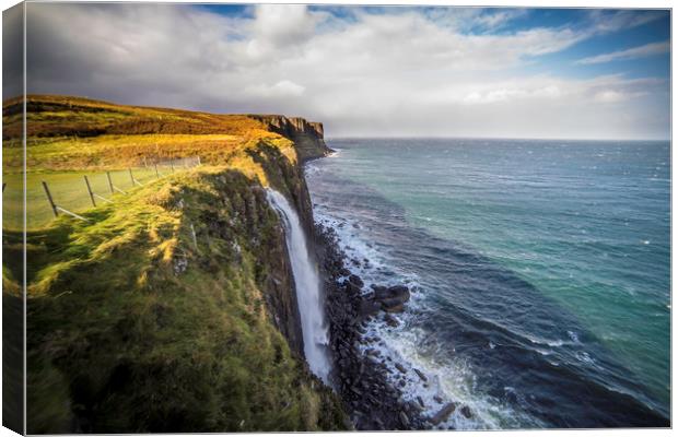 The Mealt Falls, and Kilt Rock, Isle of Skye, Scot Canvas Print by Andrew Sharpe