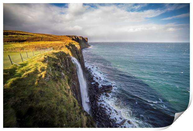 The Mealt Falls, and Kilt Rock, Isle of Skye, Scot Print by Andrew Sharpe