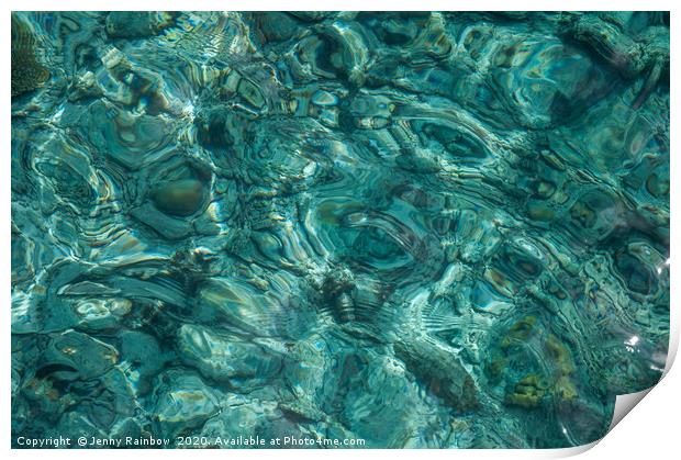 Blue Water over Coral Reef Print by Jenny Rainbow