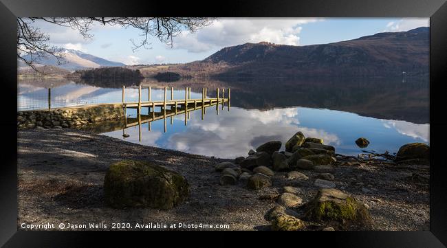 Rocky shore of Derwent Water Framed Print by Jason Wells