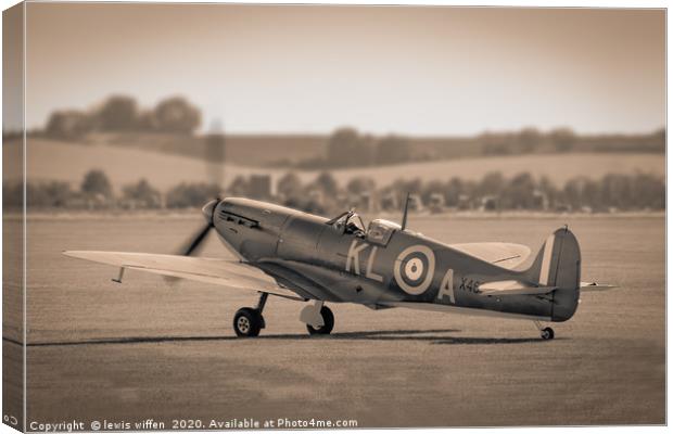 Warming up the spitfire Canvas Print by Lewis Wiffen