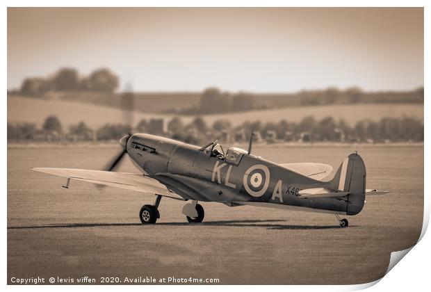 Warming up the spitfire Print by Lewis Wiffen