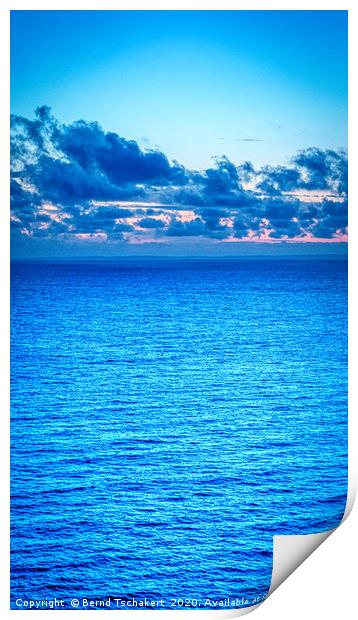 Clouds over the sea, blue hour, Gower, Wales, UK Print by Bernd Tschakert