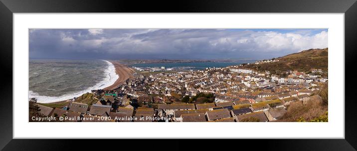 Storm Jorge hits Chesil Beach Panoramic Framed Mounted Print by Paul Brewer