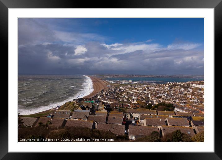 Storm Jorge hits Chesil Beach Framed Mounted Print by Paul Brewer