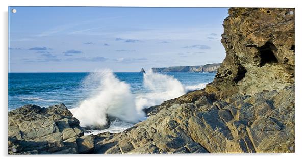 Barretts Zawn Seaspray Acrylic by David Wilkins