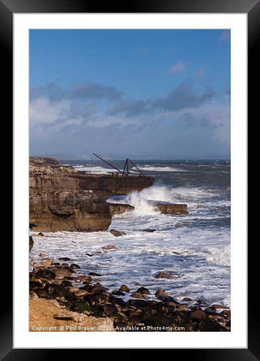 Portland Bill in the middle of Storm Jorge  Framed Mounted Print by Paul Brewer