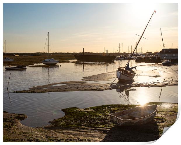 Boats at Sunset Leigh on Sea Print by Gary Lane