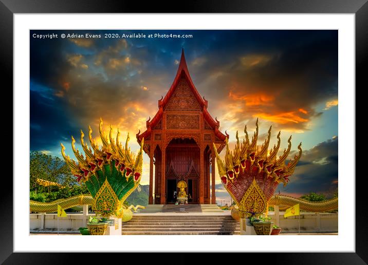 Temple Sunset Thailand Framed Mounted Print by Adrian Evans