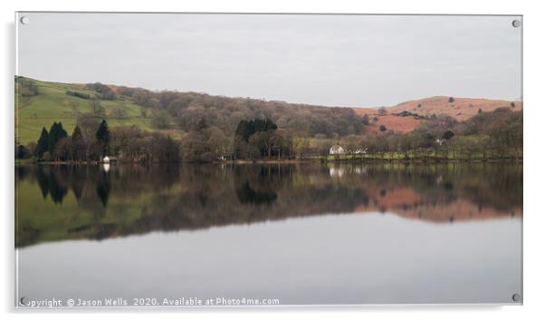 Reflections on Coniston Water Acrylic by Jason Wells