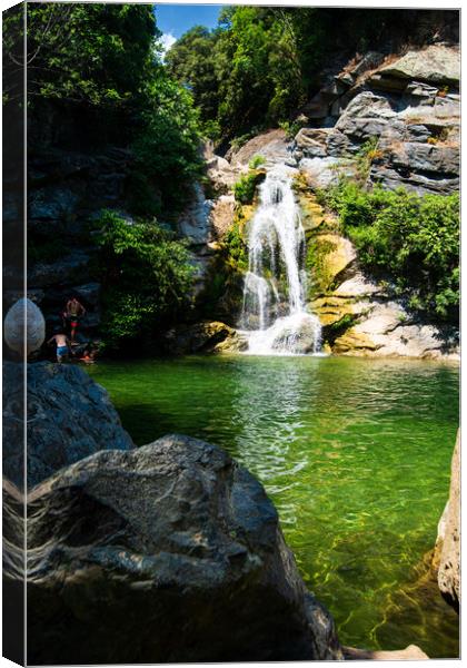 small waterfall in Corsica Canvas Print by youri Mahieu