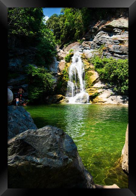 small waterfall in Corsica Framed Print by youri Mahieu