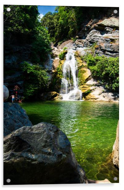 small waterfall in Corsica Acrylic by youri Mahieu